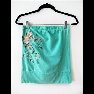 Costa Blanca Embroidered Teal Tube Top